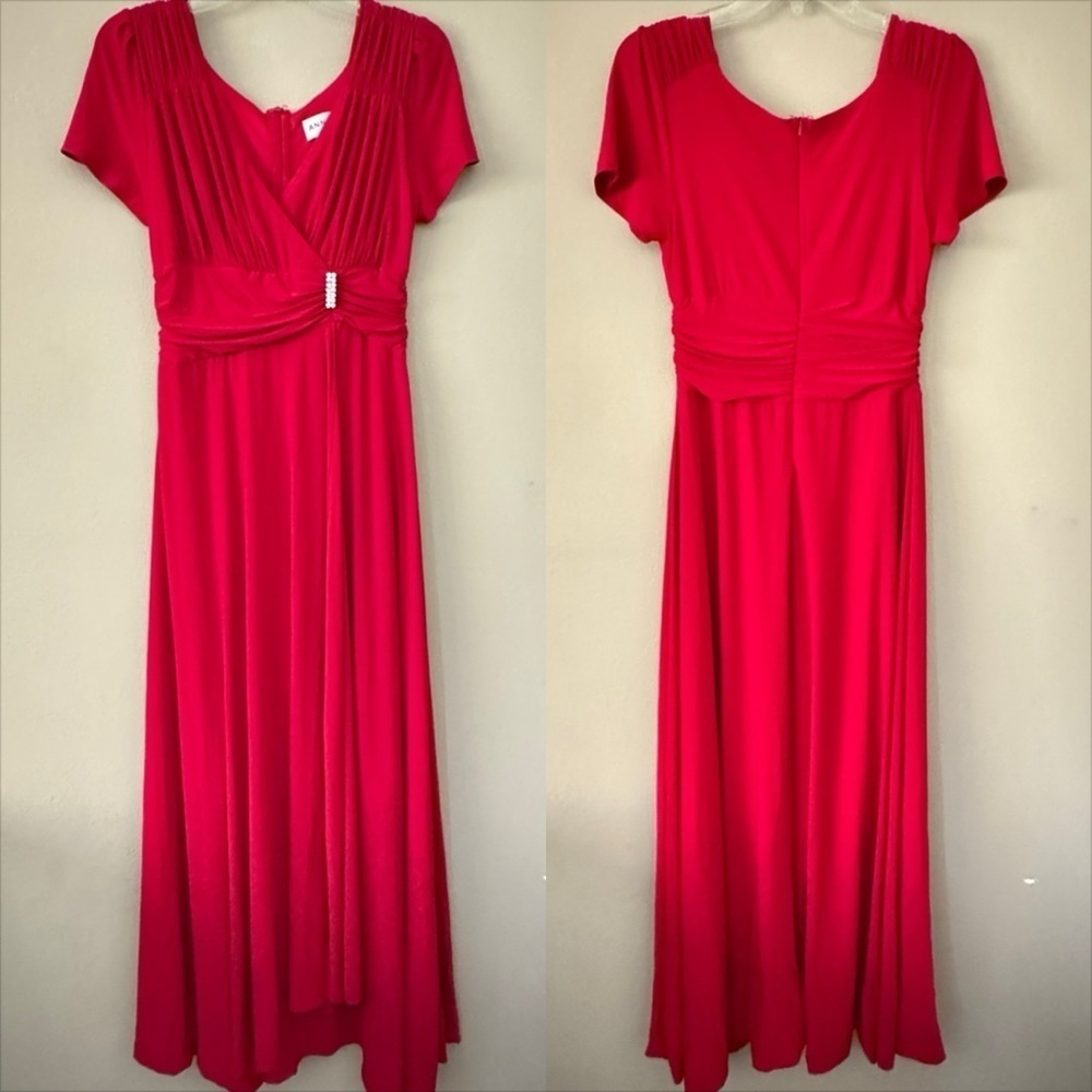 Anny Lee Red Fit and Flare Column Shape Dress M - Picture 2 of 8